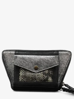 Sale PAUL MARIUS LePortefeuille Emma Python - Argenté / Noir