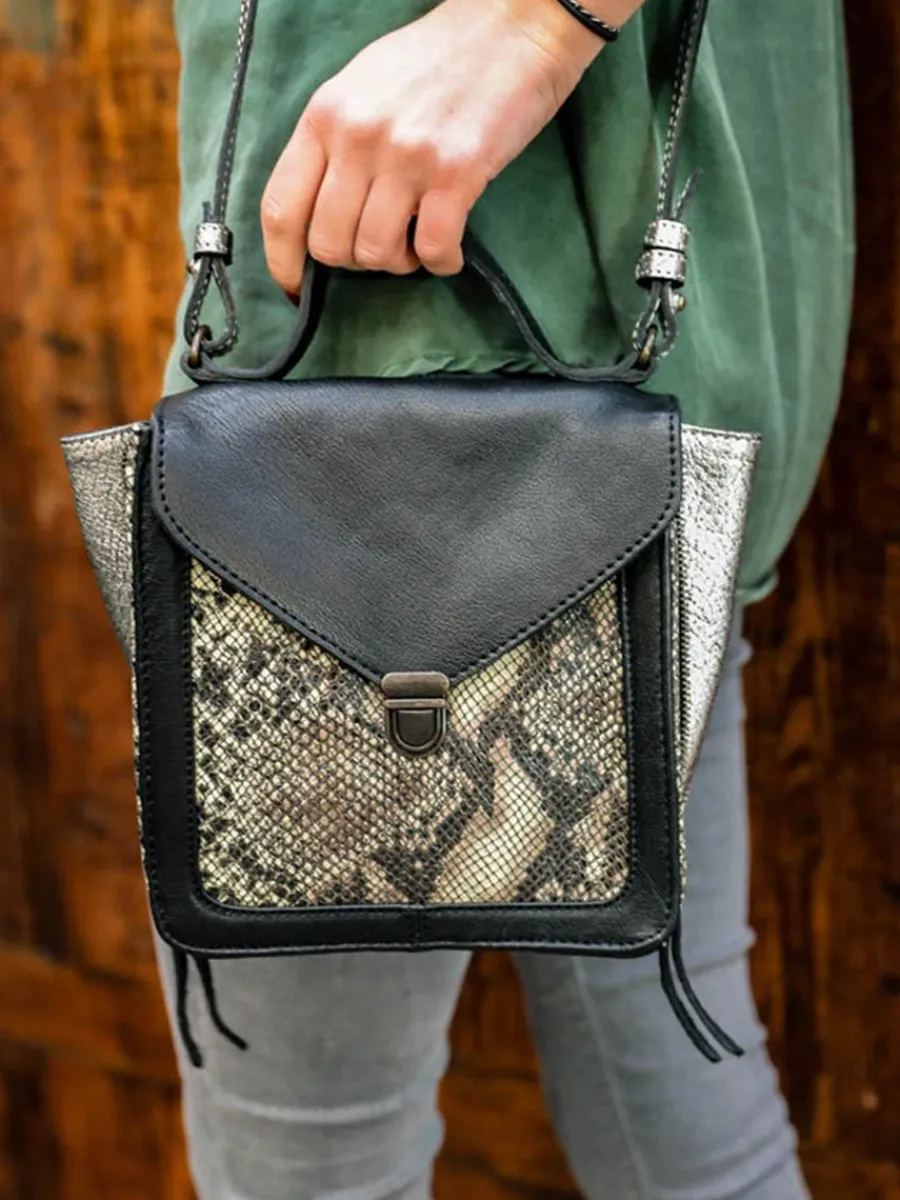 New PAUL MARIUS Mistinguette Python - Argenté / Noir