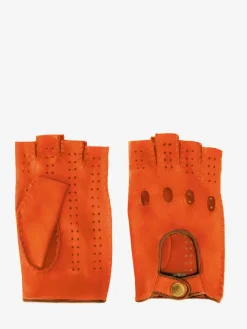 PAUL MARIUS Mitaines Pilote Homme - Orange / Naturel